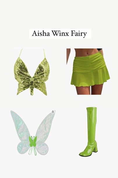 Aisha Winx Club Halloween Costume, Amazon Edition—order today to get it before October 30-31st! #LTKHoliday #LTKSeasonal #LTKunder100 Holloween Costume Winx Club, Aisha Winx Club Outfit Halloween, Amazon Fairy Costume, Fairy Halloween Costumes Make Up, Aisha Halloween Costume, Green Fairy Halloween Costume, Wink Club Costume, Winx Fairies Halloween Costume, The Winx Club Costume