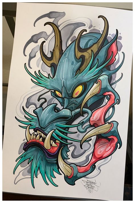 David Tevenal, Battle Damage, Dragon Sleeve Tattoos, Japan Tattoo Design, Samurai Tattoo, Japan Tattoo, Japanese Tattoo Designs, New School Tattoo, Japon Illustration