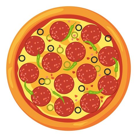 Download this Premium Vector about Pizza top view with salami slices Pepperoni cartoon icon, and discover more than 15 Million Professional Graphic Resources on Freepik Pizza Clipart, Cartoon Pizza, Pizza Illustration, Pizza Pictures, Pizza Graphic, Pizza Cartoon, Pizza Drawing, Pizza Vector, Pizza Pepperoni