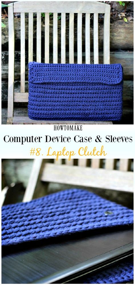 Laptop Clutch Free Crochet Pattern - #Crochet Computer #Device Case Cozy Sleeves Free Patterns Laptop Case Crochet Pattern, Crochet Laptop Bag Pattern Free, Crocheted Laptop Case, Macbook Crochet Case, Crochet Laptop Sleeve Pattern Free, Crochet Computer Sleeve, Crochet Computer Case, Camper Crochet, Crochet Laptop Bag