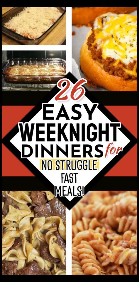 If you need FAST dinner recipes, these easy weeknight dinners for no struggle fast meals are the perfect cheap dinners for a family on a budget! Simple dinner recipes with pasta, ground beef, chicken, dump and go crockpot dinners and more quick easy meals when you need dinner to be dirt cheap AND extremely simple! Quick Easy Weekday Dinners, Easy 30 Minute Meals Dinner Tonight, Dinner Suggestions Easy, Easy Few Ingredient Dinners, Easy 10 Minute Meals, Easy Supper Ideas Quick Healthy Recipes, Dinner Recipes With Pasta, Dinners For Big Families, Cheap And Easy Dinner Ideas Families