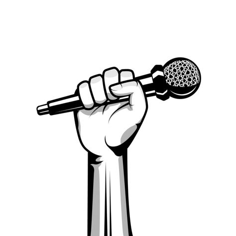 Microphone Drawing Reference, Hand Holding Microphone Drawing, Mic Illustration, Hand Holding Microphone, Microphone Drawing, Holding Microphone, Microphone Vector, Jazz Singer, Hand Holding