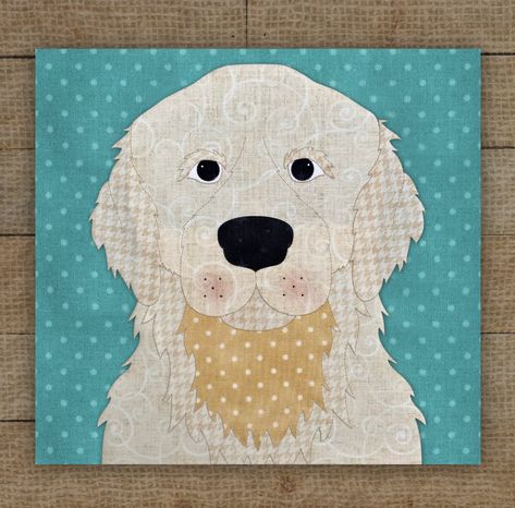 Golden Retriever Cream & Gold- Pattern Golden Retriever Cream, Golden Retriever Quilt Pattern, Quilting Books, Dog Quilts, Applique Kit, Animal Quilts, Quilt Block Pattern, Book Quilt, Applique Patterns