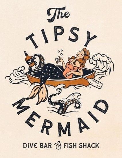 Mermaid Shirt Ideas, Mermaid Logo Design, Sailor Illustration, Mermaid Bar, Retro Mermaid, Pin Up Mermaid, Mermaid Graphic, T Shirt Sketch, Mermaid Illustration