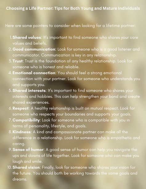 Finding the right life partner can be a complex and challenging process. To help you navigate the journey, consider the following ideas when meeting a potential partner. A Good Partner, Good Partner, Life Partner, Life Partners, For Life, The Journey, Romance