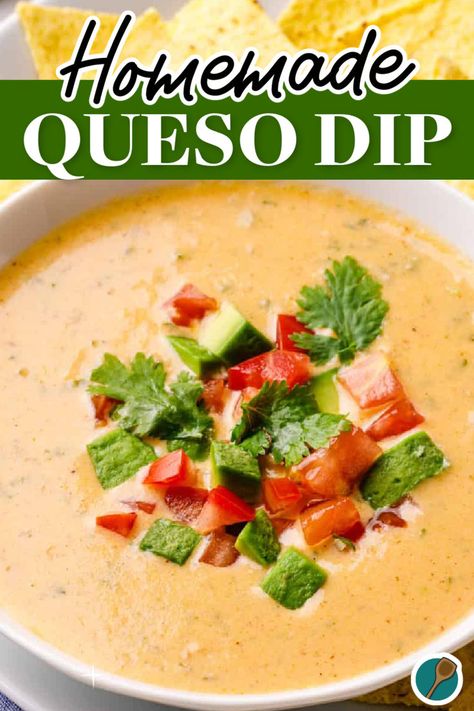 Homemade Queso Dip – Made with Real Cheese Homemade Queso Recipe, Queso Dip Easy, Homemade Queso Dip, Homemade Queso, Football Food Appetizers, Party Food Easy Appetizers, Cheese Dip Mexican, Cheddar Cheese Recipes, Cheesy Appetizer