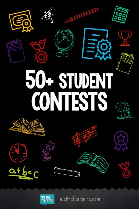 The Big List of Student Contests & Competitions. Students who enter contests and competitions find out how learning works in the real world. This huge list can help you find a challenge every kid. #contests #teacher #teaching Class Competition Ideas High School, English Competition Ideas, School Competition Ideas, Contest Ideas For Work, Competitions For Kids, Social Emotional Learning Lessons, Contest Ideas, Building Character, Teacher Leader