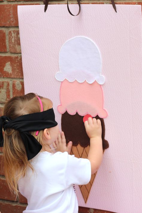 Pin the cherry on the Ice Cream cone Three Year Old Ice Cream Birthday Party, Two Sweet Birthday Party Activities, Ice Cream Birthday Outfit, Ice Cream Cone Party Ideas, Fourth Birthday Ice Cream Party, I Scream Four Ice Cream Party Decorations, Ice Cream Theme Birthday Party Activities, Two Sweet Party 2nd Birthday Activities, Ice Cream Fourth Birthday