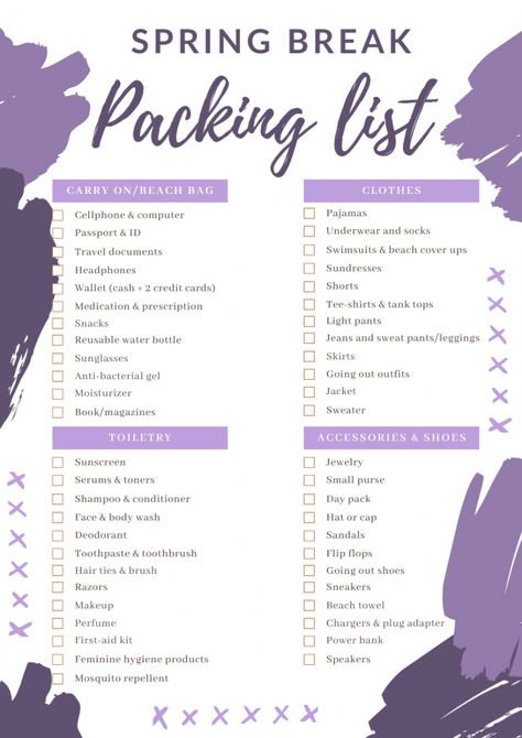 Spring Break Mexico, Miami Spring Break, Spring Break Packing List, Spring Break Packing, Spring Break Essentials, Beach Vacation Packing List, Packing Hacks, Packing Essentials, Spring Break Trips