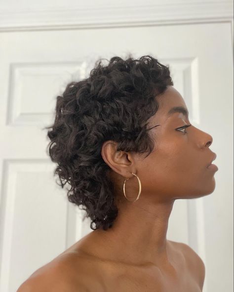 Short curly mullet cut Curly Mullet No Bangs, Growing Out Buzzcut Hairstyles Curly, "mixie" Haircut Curly, 3b Curly Mullet, Messy Short Curly Hair, Short Haircuts On Black Women, Curly Mullet Black Women, Mixie Pixie Mullet Curly, Coily Mullet