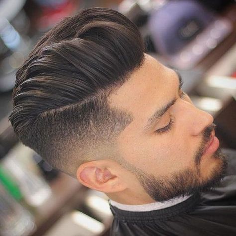 Quiff Haircut with Undercut Fade Modern Pompadour, Pompadour Hairstyle, Beard Fade, Mens Hairstyles Medium, Cool Mens Haircuts, Medium Length Hair Men, Men Haircut Styles, Cool Hairstyles For Men, A Haircut