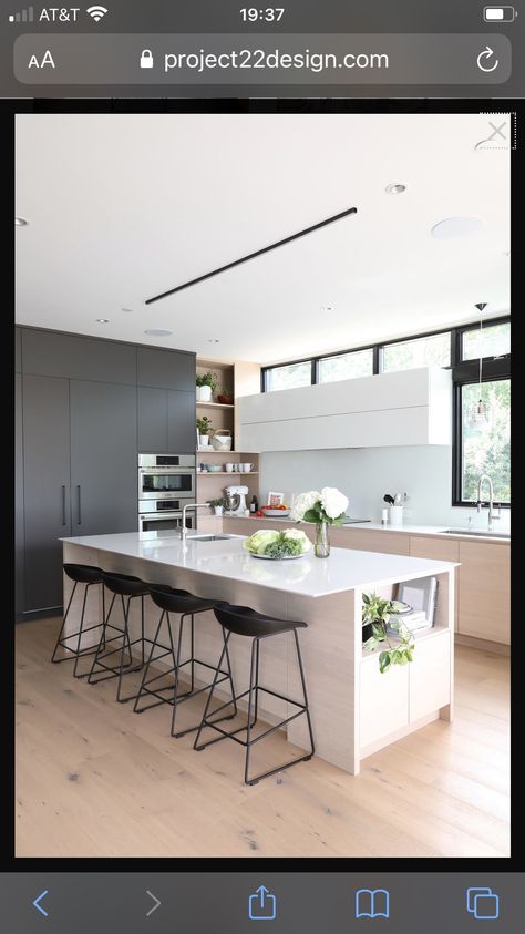 if kitchen wall is facing a close neighbors, we like the windows above cupboards to get natural light but also privacy. Also like the storage at end of island Kitchen Island Ends, Greige Kitchen, Kitchen Base Cabinets, Above Cabinets, Kitchen Window, Base Cabinets, Kitchen Cupboards, Kitchen Wall, Dream Kitchen