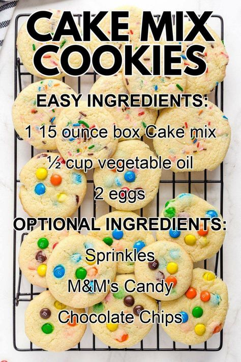 Making Cookies With Cake Mix Boxes, Easy Dessert Recipes With Cake Mix Boxes, Cake Mix Cookies 3 Ingredient, Easy Cookie Recipes 4 Ingredients, Cake Mix Cookies Recipes, White Cake Mix Cookies, 100 Cookies Recipe, Cake Box Cookies, Boxed Cake Mixes Recipes