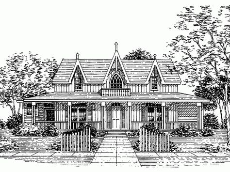 Front Gothic Revival House Plans, Gothic House Plans, Victorian Floor Plans, Gothic Farmhouse, Gothic Cottage, Gothic Revival House, Victorian House Plans, Basement House Plans, Sims 4 House Plans