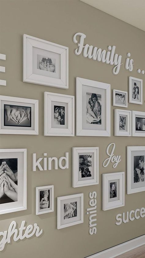 Wall With Quotes, Gallery Wall Quotes, Idea Quotes, Vstupná Hala, Family Photo Wall, Diy Wand, Family Wall Decor, Photo Wall Decor, Halloween Tattoo