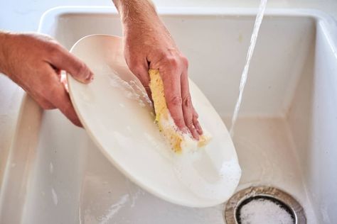 Trick to Make Kitchen Sponges Last Longer | Kitchn Dishwasher Tablets, Oven Cleaner, Liquid Dish Soap, Kitchen Sponge, Oven Cleaning, Girls Illustration, Wax Paper, Me Clean, Brush Cleaner