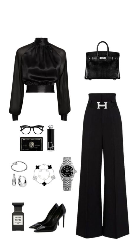 Smart Black Outfits Women, Black Luxury Outfits Classy, Dark Classy Aesthetic Outfits, Black Elegant Outfit, Outfit Classy Elegant, Video Dress, Elegant Outfit Classy, Celebrity Music, Fashion Top Outfits