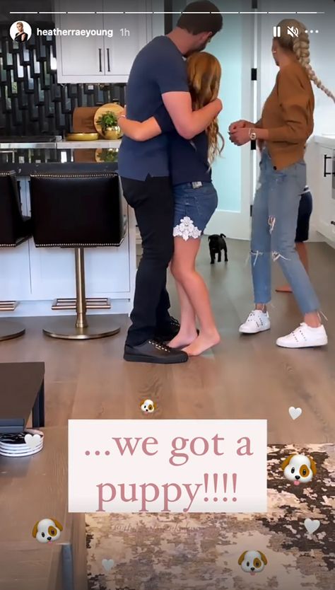 Tarek El Moussa and Fiancée Heather Rae Young Surprise His Kids With a Puppy: 'Meet Bugz' Surprise Puppy Reveal Kids, Surprise Puppy Reveal, Heather Rae, Small Black Dog, Tarek El Moussa, Baby Gender Reveal Party, Getting A Puppy, Kids Running, Baby Gender Reveal