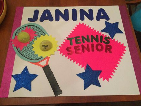 Tennis senior poster Badminton Senior Night Posters, Senior Night Posters Tennis, Tennis Posters High School, Tennis Senior Night Posters, Senior Poster, Senior Posters, Senior Night Posters, Cheer Signs, Tennis Posters