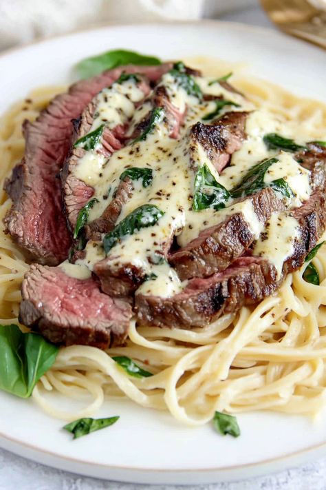 Steak And Fettuccine, Steak Garganzola Alfredo, Savory Steak Gorgonzola Alfredo, Savory Steak Gorgonzola Alfredo With Creamy Parmesan Sauce, Gorgonzola Steak Sauce, Steak Gorgonzola Pasta, Olive Garden Steak Gorgonzola Recipe, Steak Pasta Recipes, Steak Alfredo Pasta