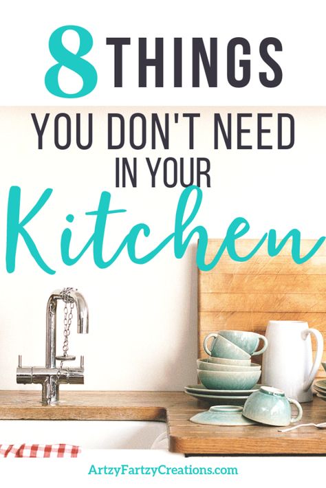 8 Things You Really Don't Need in Your Kitchen_ArtzyFartzyCreations.com #kitchenorganization Minimalist Kitchen Supplies, Kitchen Organization Minimalist, What Do You Need In A Kitchen, Things You Need In Your Kitchen, Minimalist Kitchen Utensils, Minimalistic Kitchen Decor, Kitchen Things You Need, Functional Kitchen Decor, Kitchen Utensil Organization Countertop