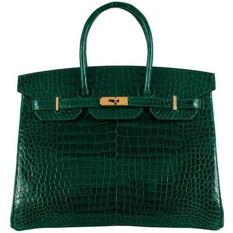 Hermes 35cm Birkin Emeraude Emerald Green Crocodile Bag Gold Ghw ($89,950) ❤️ liked on Polyvore featuring bags, handbags, croco handbags, croc handbags, green handbags, emerald green purse and emerald green handbag Green Hermes, Tas Hermes, Green Handbags, Hermes Birkin Handbags, Crocodile Handbags, Handbags Collection, Birkin Handbags, Green Crocodile, Bags Online Shopping