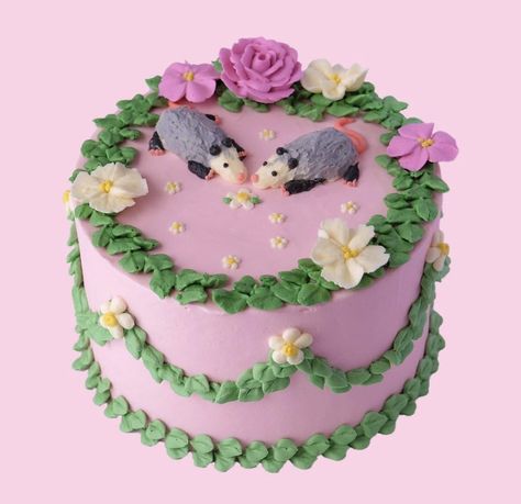 Possum Cake, Birthday Cake Decorating Ideas, Daisy Daisy, Kawaii Dessert, Cute Baking, Simple Birthday, Dream Cake, Pretty Birthday Cakes, Cute Birthday Cakes