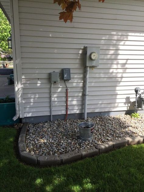 Ways To Hide Outdoor Electrical Boxes, Covering Outdoor Electrical Boxes, Ways To Hide Utility Boxes On House, Covering Meters On House, How To Hide Outdoor Utility Boxes, Trellis To Hide Utilities, Cover Up Electrical Box Outside, Utility Screen Outdoor, Hide Utility Box On House