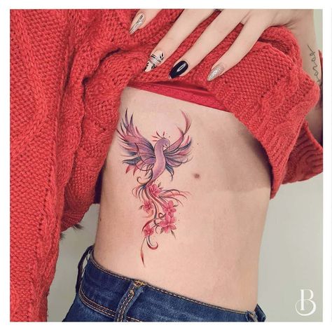 Phoenix Tattoo Feminine Side, Phoenix Tattoo Women, Rising Phoenix Tattoo, Side Tattoos Women, Phoenix Tattoo Feminine, Small Phoenix Tattoos, Dna Tattoo, Saved Tattoo, Phoenix Tattoo Design