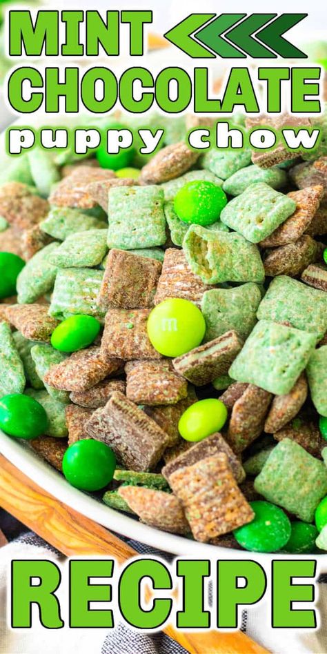 Mint Puppy Chow, Chex Cereal Recipes, Chocolate Puppy Chow, Chocolate Muddy Buddies, Chocolate Chex, Delicious Christmas Desserts, Puppy Chow Recipes, Family Desserts, Muddy Buddies