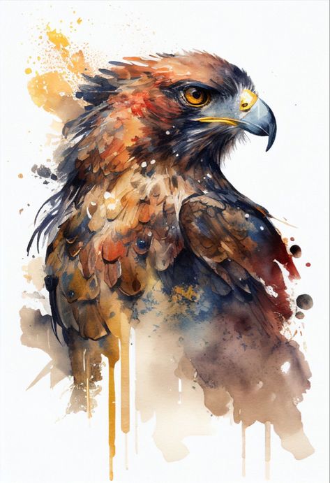 Andrew Simoson | WATERCOLOR | Hawk Watercolor Hawk, Birds Watercolor, Painted Birds, Eagle Art, Watercolor Pictures, Canvas Painting Designs, Watercolor Sketchbook, Watercolor Painting Techniques, Watercolor Paintings Tutorials