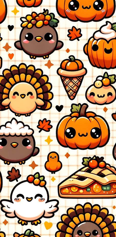 Cute Thanksgiving wallpaper by lynncodes - Download on ZEDGE™ | 6990 Anime Thanksgiving Wallpaper, Thanksgiving Kawaii, Cute Thanksgiving Wallpaper, Kawaii Thanksgiving, Thanksgiving Iphone Wallpaper, Happy Thanksgiving Wallpaper, Holiday Iphone Wallpaper, Kawaii Background, Thanksgiving Images