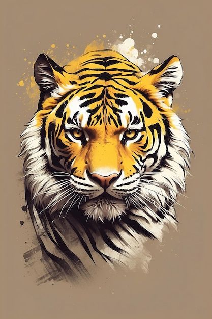 Rrdesign111 | Freepik Anime Tiger, Tiger Tshirt, Tattoo Animals, Tiger Artwork, Animal Art Prints, Tiger Tattoo, Hyperrealism, Animals Art, Animal Tattoos