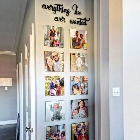 Pictures Wall Ideas Living Room, Small Wall Family Picture Ideas, Photo Wall Collage Small Space, Single Family Home Decor, Decorate Wall With Pictures, Mixtiles Wall Ideas, First House Decor Ideas, Family Pictures Wall Ideas, Hall Photo Wall Ideas