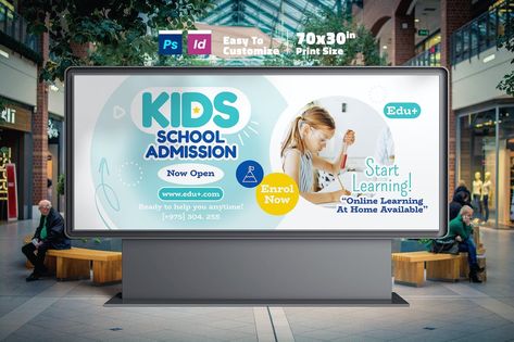 Kids School Billboard Templates Billboard Design, School Admissions, School Kids, Website Templates, Mens Glasses, Print Templates, Primary School, Online Learning, Glasses Frames