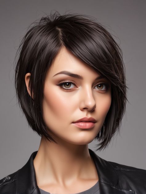 Neck Length Hair With Bangs, Bob Round Face Fine Hair, Med Hair, Girls Haircuts, The Perfect Haircut, Bob Hairstyles For Round Face, Haircuts For Round Faces, Bob Haircut For Round Face, Short Dark Hair