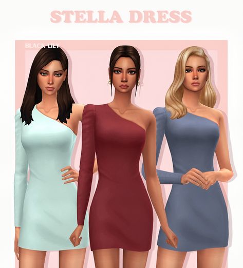 Sims 4 Cc Mm Dress, Sims 4 Party Dress, Black Lilly, Cc Clothes, Stella Dress, The Sims 4 Packs, Sims 4 Mm Cc, Sims 4 Gameplay, Sims Games