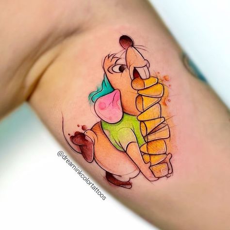 Disney Animal Tattoos, Figment Tattoo, Watercolor Disney Tattoo, Pixar Tattoos, Tattoo Hunting, Disney Watercolor Tattoo, Disney Castle Tattoo, Cute Disney Tattoos, Body Artwork