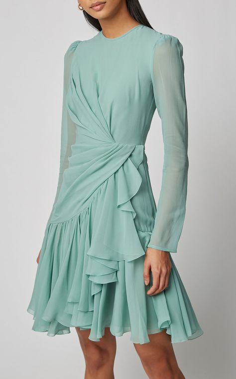 Giambattista Valli Draped Silk-Chiffon Mini Dress Kebaya Modern Dress, Draped Mini Dress, Silk Chiffon Dress, Chiffon Mini Dress, Giambattista Valli, Inspired Fashion, Fashion Design Clothes, Luxury Vintage, Luxury Brands