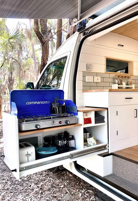 Industrial Drawer, Kangoo Camper, Van Kitchen, Converted Vans, Kombi Home, Van Conversion Interior, Micro Camper, Vw Bus Camper, Campervan Life