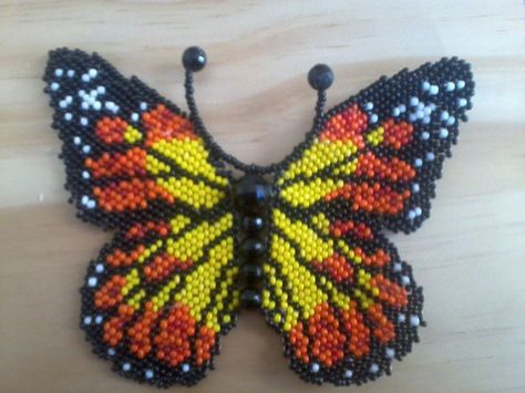 Seed Bead Butterfly Pattern Seed Bead Butterfly, Beaded Butterflies, Bead Butterfly, Indian Beadwork, Seed Bead Crafts, Beaded Butterfly, Seed Bead Flowers, Beadwork Tutorial, Brick Stitch Pattern