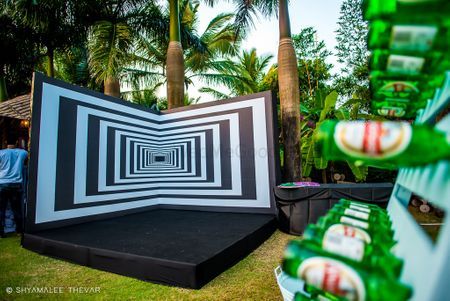 Ashank and Pooja - Shyamalee Thevar Pictures | Wedding Decorators in Mumbai - WedMeGood Thevar Photo, Wood Backdrop Wedding, Portable Photo Booth, Photo Zone, Diy Wedding Backdrop, Spatial Design, Wood Backdrop, Quirky Decor, Event Signage