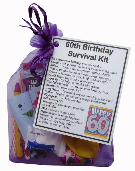 SMILE GIFTS UK 60th Birthday Gift - Unique Novelty survival kit - 60th Birthday for her, Gift for 60th, sixtieth birthday. : Amazon.co.uk: Stationery & Office Supplies 50th Birthday Survival Kit For Him, 50 Birthday Survival Kit, 50 Survival Kit Birthdays, 50th Birthday Hamper Ideas, 50th Birthday Survival Kit For Women, Diy 50th Birthday Gifts For Women, 50th Birthday Gift Ideas For Women Diy, 50th Birthday Diy Gifts, 50th Birthday Gifts For Men Turning 50