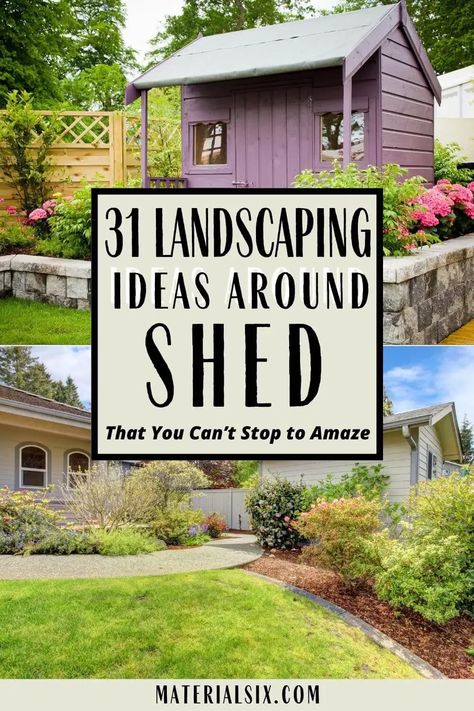 Are you looking for ways to spruce up the area around your shed? Check out these great landscaping ideas around shed and backyard shed landscaping that will add a personal touch and create a beautiful outdoor space. From creating a colorful garden to adding a seating area, these innovative ideas will help you transform your shed into a beautiful outdoor haven. Check these out! Shrubs Around Shed, Shed Backyard Landscape, Garden Next To Shed, Front Of Shed Landscaping, Around Shed Landscaping, Storage Shed Landscaping, Shed Flower Beds, Side Of Shed Decor Ideas, Decorating A Shed Exterior