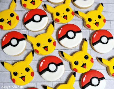 Pokemon Strawberries, Pikachu Cookies, Pokemon Birthday Cookies, Pokemon Cookies, Pokémon Sugar Cookies, Pokemon Biscuits, Pokemon Cookies Easy, Pokemon Sugar Cookies, Pikachu Royal Icing Cookies