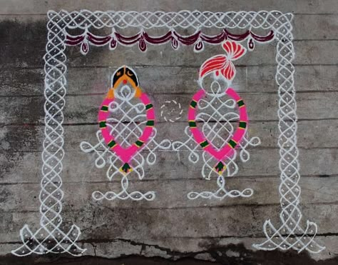 Chikku Kolam, Kolam Art, Sankranthi Muggulu, Dot Kolam, New Year Rangoli, Kambi Kolam, Easy Rangoli Designs Videos, Rangoli Designs Photos, Rangoli Side Designs