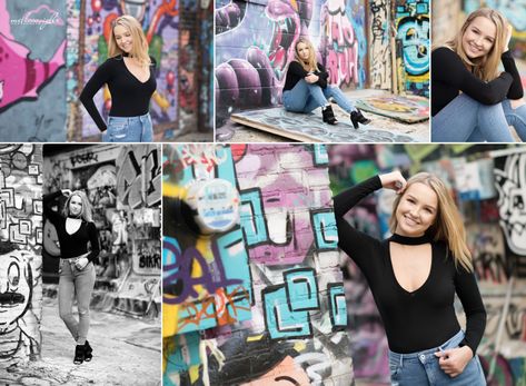 Wall Senior Pictures, Travel Photo Album, Graffiti Pictures, Wall Street Art, Self Photography, Senior Photo Poses, Senior Photoshoot, Graffiti Wall, Posing Ideas