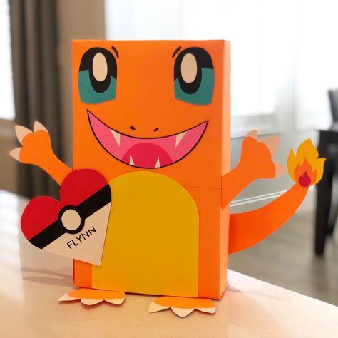 Valentines Boxes Charmander Valentine Box Ideas, Boys Valentines Boxes Charzard, Pokemon Box Valentines Day, Awesome Valentine Boxes For Boys, Charizard Valentine Box Ideas, Pikachu Valentine Box Ideas, Diy Pokemon Valentines Boxes, Charmander Valentines Boxes, Valentines Box Pokemon