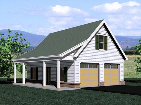 Plan 006G-0061 - Garage Plans and Garage Blue Prints from The Garage Plan Shop Garage With Overhang, 24x30 Garage, Loft Garage, Garage Shop Plans, Garage Plans With Loft, 2 Car Garage Plans, Garage Plans Detached, Garage Workshop Plans, Plan Garage