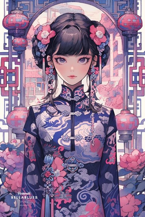 #CuteCheongsam #KawaiiFashion #CharmingStyle Description: "Meet the adorable kawaii girls in their delightful cheongsam dresses." Cheongsam Anime Art, Cheongsam Drawing, Japanese Girl Art, Animal Art Drawing, Tattoo Animal, Japanese Pop Art, Geisha Art, Samurai Art, Japan Art